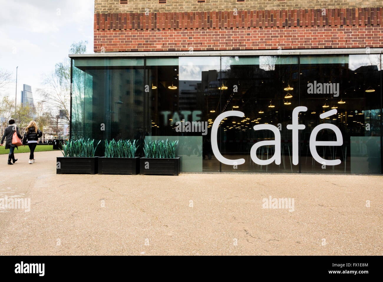 exterior of the tate modern cafe on bankside in central london uk FX1E8M